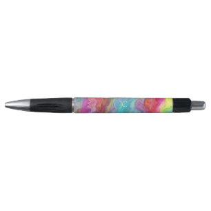 Modern Rainbow Marble Watercolor Monogram Pen