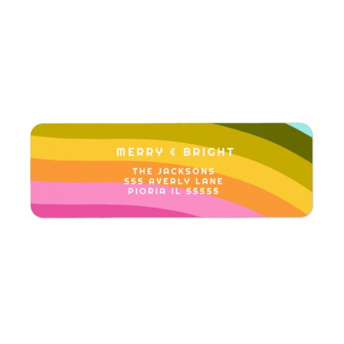 Modern Rainbow Merry and Bright Vertical Label