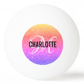 Modern rainbow monogram name  bottle opener ping pong ball