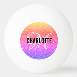 Modern rainbow monogram name  bottle opener ping pong ball