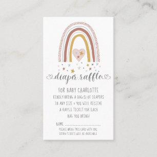 Modern Rainbow Muted Blush Baby Girl Diaper Raffle Business Card