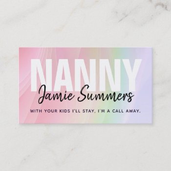 Modern Rainbow Nanny Business Cards by MsRenny at Zazzle