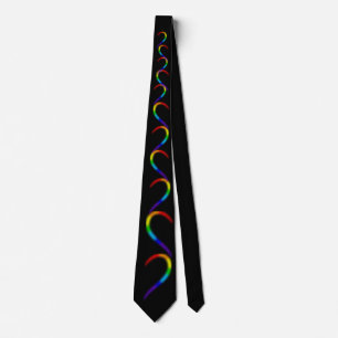 Modern Rainbow Neon Wave Abstract Black Neck Tie
