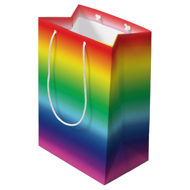 Modern rainbow ombre gradient pattern lgbt pride medium gift bag (Back Angled)