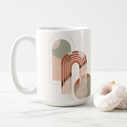 Modern Rainbow Organic Rust Geometric Retro Design Coffee Mug