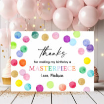 Modern Rainbow Paint Spots Birthday Thank You Card