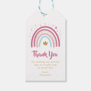 Modern rainbow party birthday thank you tag