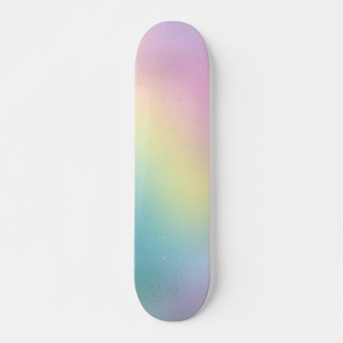 Modern rainbow pastel holographic unicorn gradient skateboard