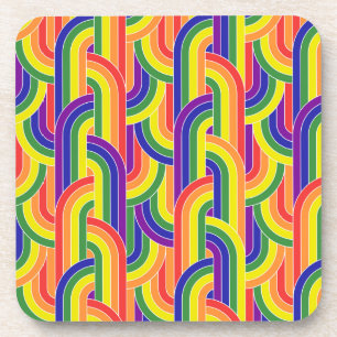 Modern Rainbow Pattern Beverage Coaster