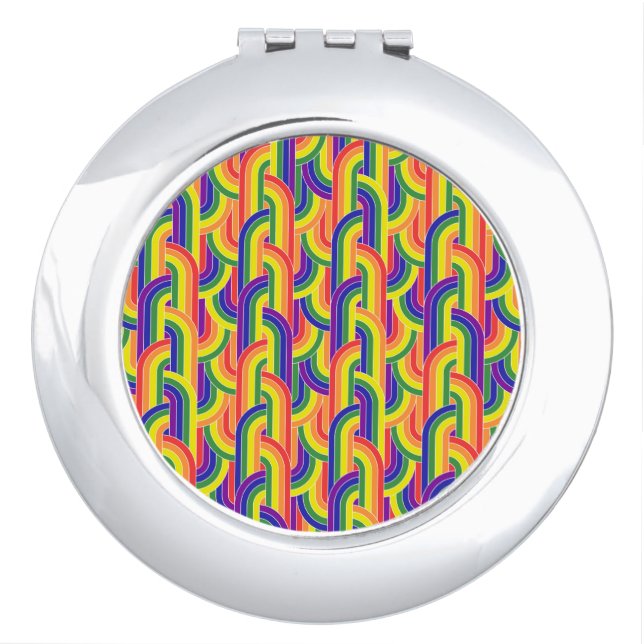 Modern Rainbow Pattern Compact Mirror (Front)