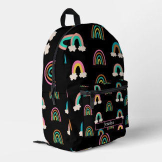 Modern Rainbow Pattern Customizable Name  Printed Backpack