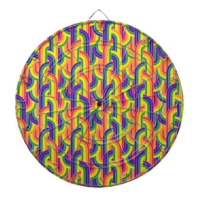 Modern Rainbow Pattern Dart Board (Front)