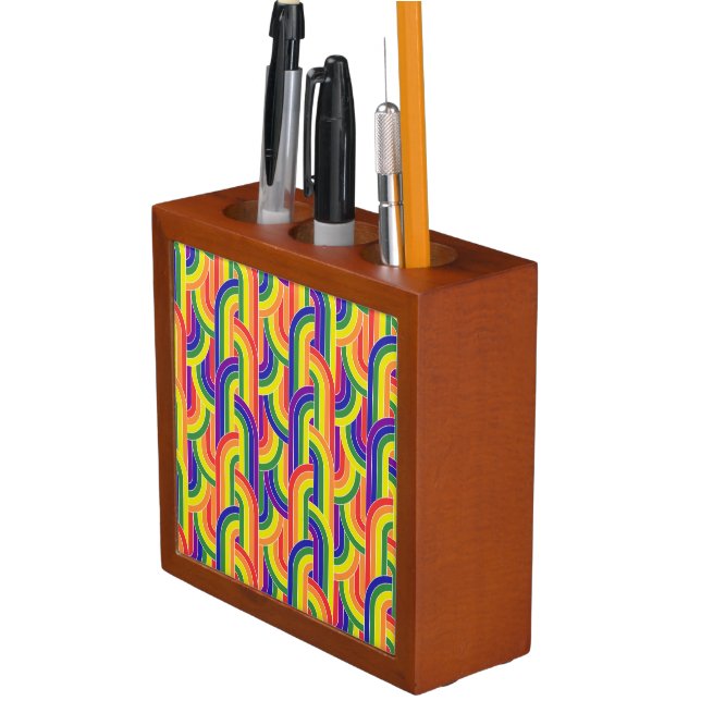 Modern Rainbow Pattern Desk Organizer (In Situ)