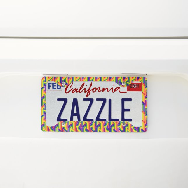 Modern Rainbow Pattern License Plate Frame (On Car)