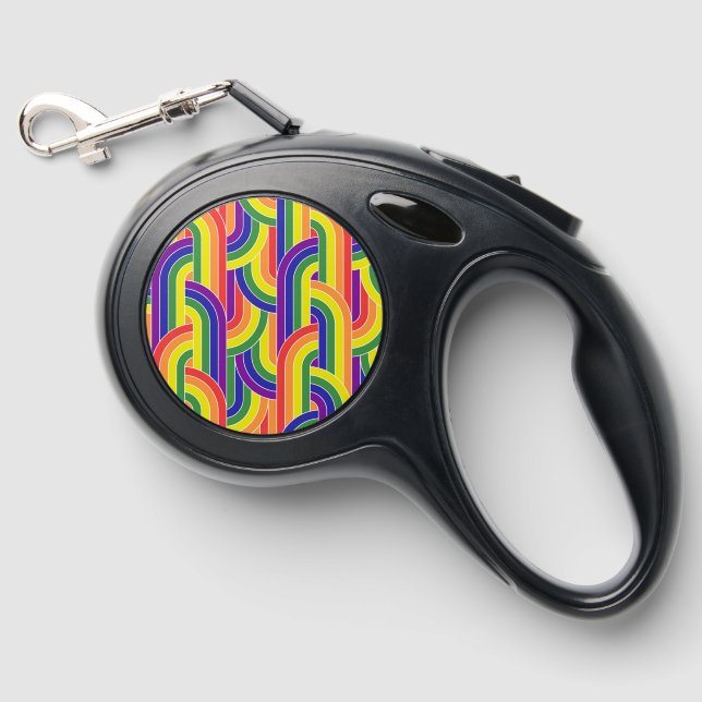 Modern Rainbow Pattern Retractable Pet Leash (Front)