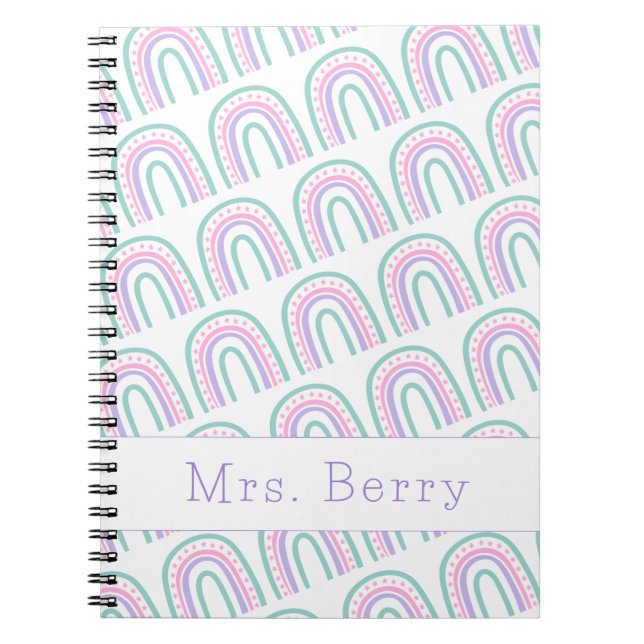 Modern Rainbow Personalized Teacher Notebook (Front)
