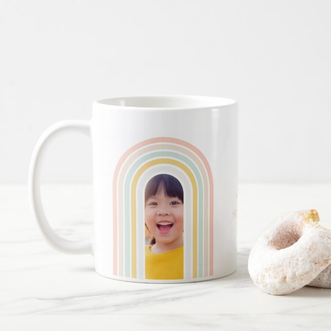 Modern Rainbow Photo Coffee Mug (With Donut)