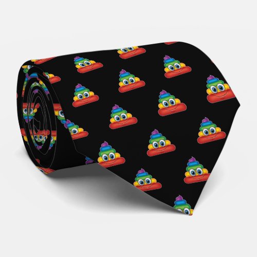 Modern  Rainbow Poop Emoji Neck Tie