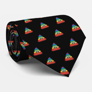 Modern Rainbow Poop Emoji Neck Tie