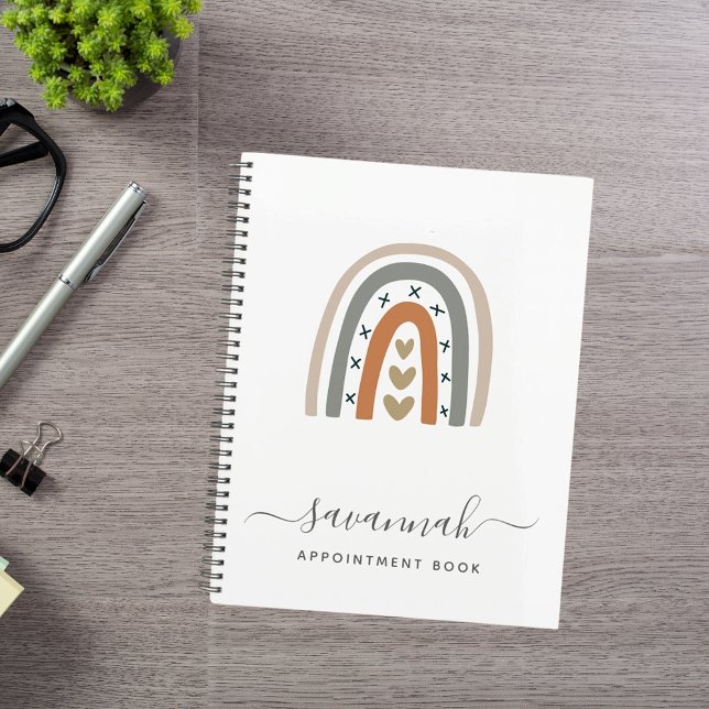 Modern rainbow rose gold gray white monogram 2026 planner (Creator Uploaded)