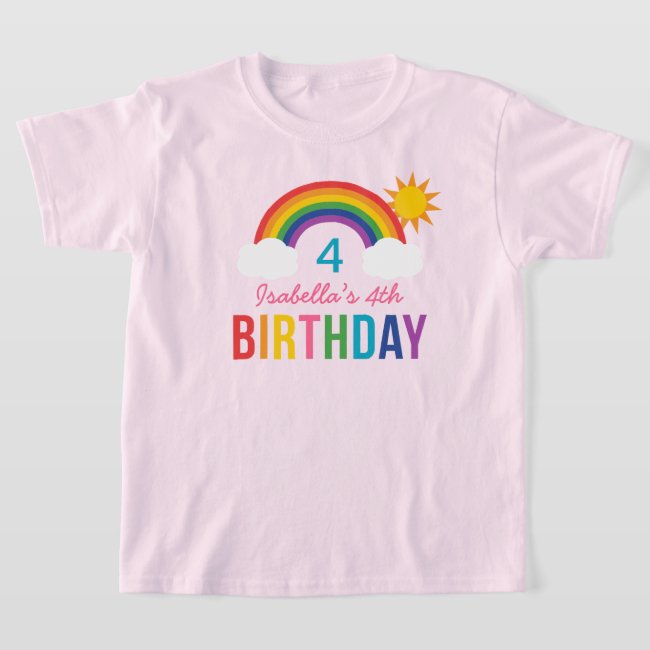 Modern Rainbow Sky Girls Custom Birthday Party T-Shirt