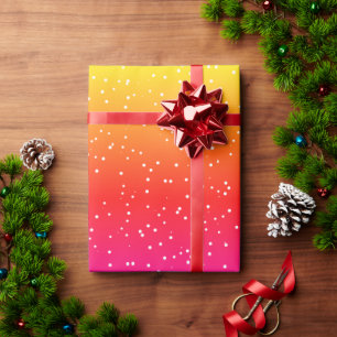 Modern rainbow snow pattern white dots wrapping paper