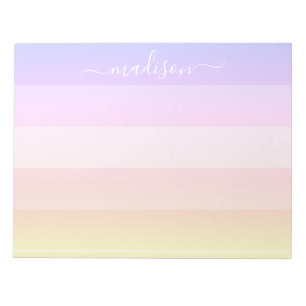 Modern rainbow striped name notepad