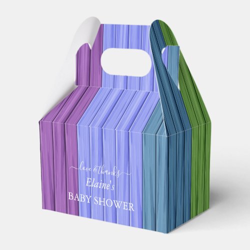 Modern Rainbow Stripes Custom Baby Shower Favor Boxes