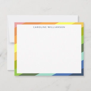 Modern Rainbow Stripes Geometric Personalized  Note Card