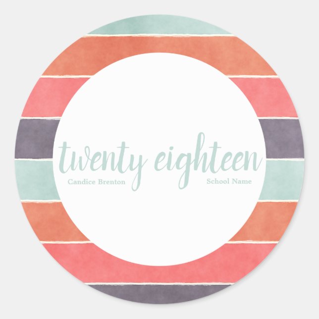 Modern Rainbow Stripes Graduate Custom Stickers (Front)