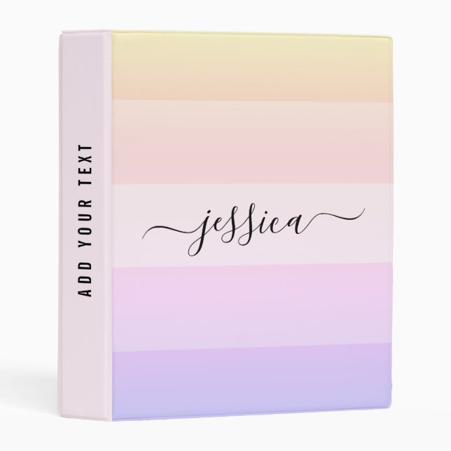Modern rainbow stripes script name mini binder (Front/Spine)