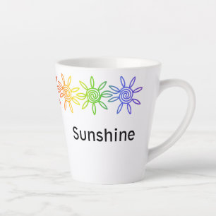 Modern Rainbow Sunshine Personalized Latte Mug
