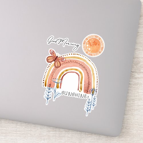 Modern Rainbow Sunshine Terracotta Mustard Script Sticker