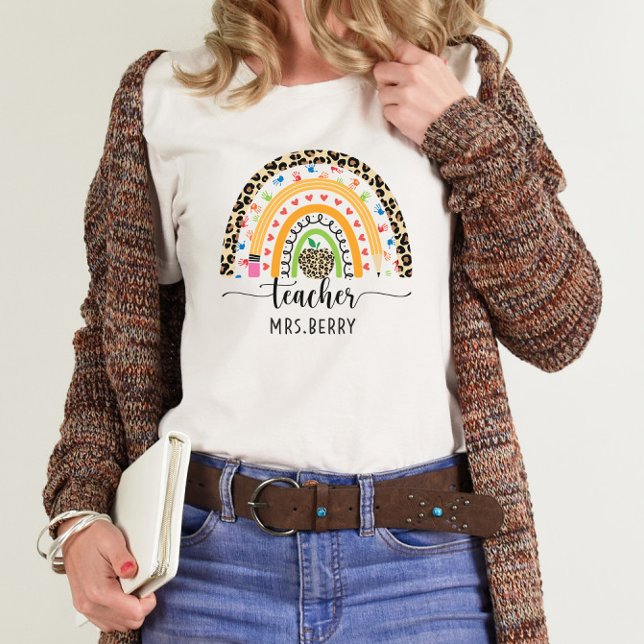 Modern Rainbow Teacher Add Your Name T-Shirt (Creator Uploaded)