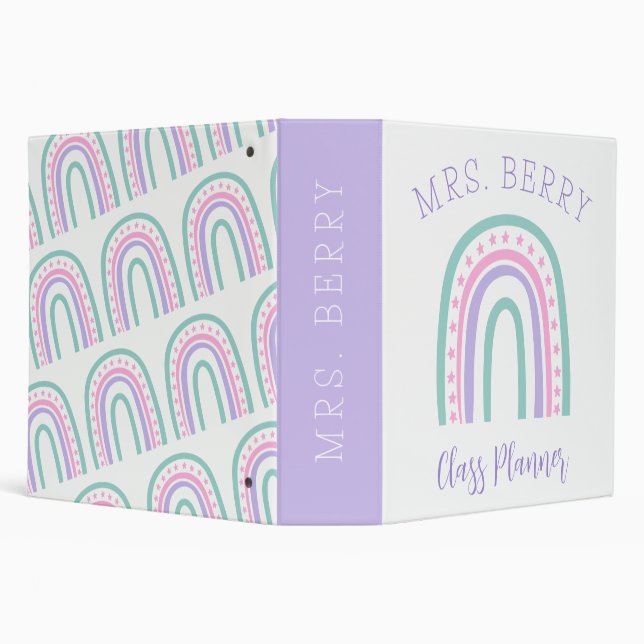 Modern Rainbow Teacher Class Planner 3 Ring Binder (Background)