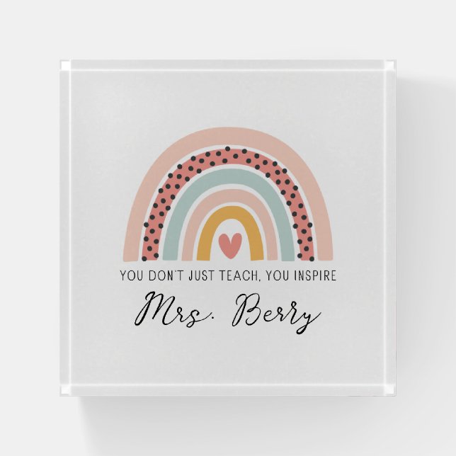 Modern Rainbow Teacher Paperweight (Front)