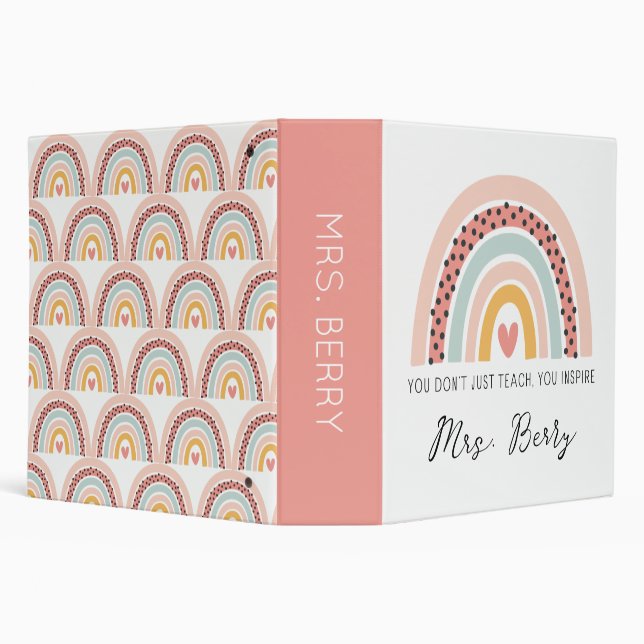 Modern Rainbow Teacher Planner 3 Ring Binder (Background)