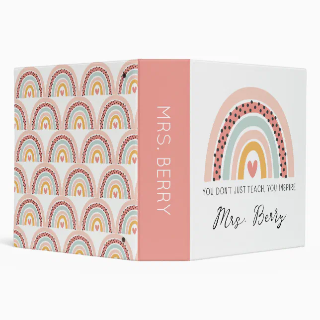 Modern Rainbow Teacher Planner 3 Ring Binder Zazzle