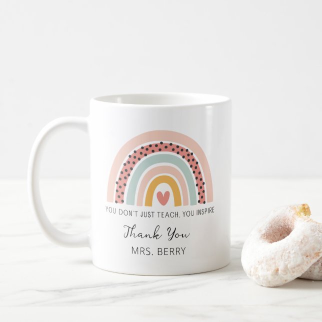 Modern Rainbow Teacher Thank You Coffee Mug (With Donut)