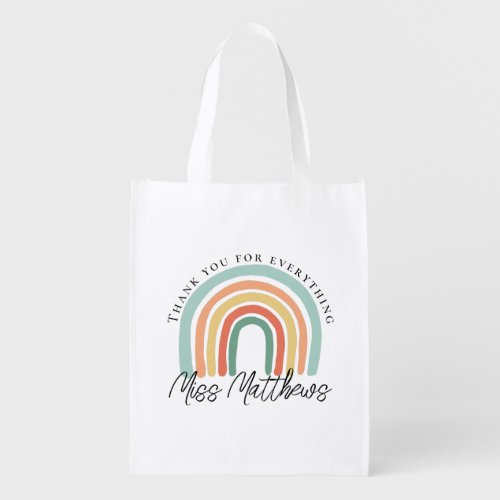Modern Rainbow Teacher Thank You Gift Grocery Bag