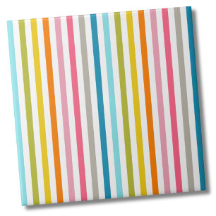 Modern Rainbow Trendy Colorful Stripes Ceramic Tile