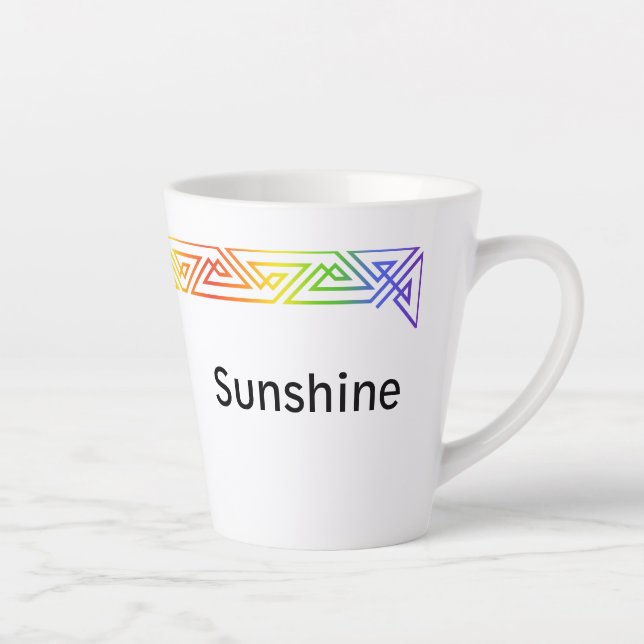 Modern Rainbow Triangles Personalized Latte Mug (Right)