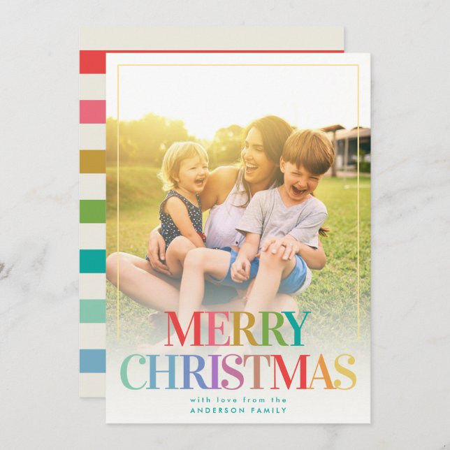 Modern Rainbow Typography Simple Photo Holiday (Front/Back)