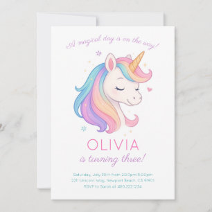 Modern Rainbow Unicorn Birthday Party Invitation