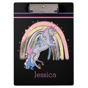 Modern Rainbow Unicorn Glitter  Clipboard