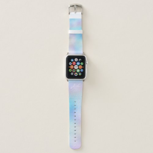 Modern rainbow unicorn gradient girly monogrammed apple watch band