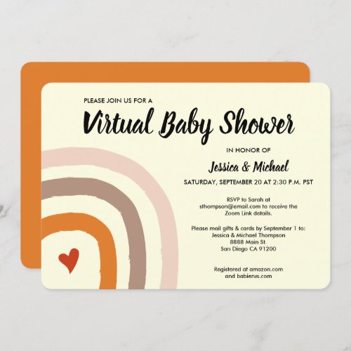 Modern Rainbow Virtual Couple Baby shower Invitation