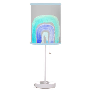 Modern rainbow watercolor on teal art table lamp