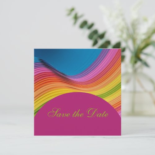 Modern Rainbow Wave Save The Date