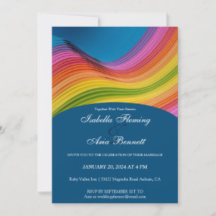 Modern Rainbow Wave Wedding Invitation
